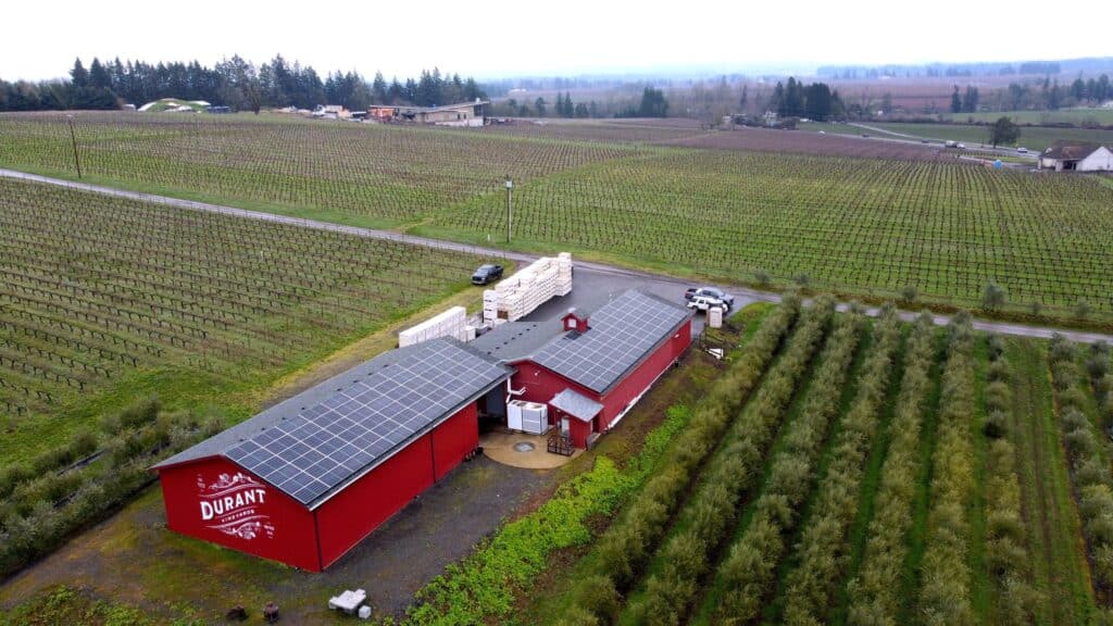 Durant Vineyards Red Ridge Farms 59kW solar array install